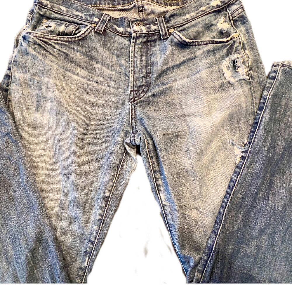 Mens 7 For All Man Kind, Vintage ,Y2K, boot cut, med wash natural distressing 32